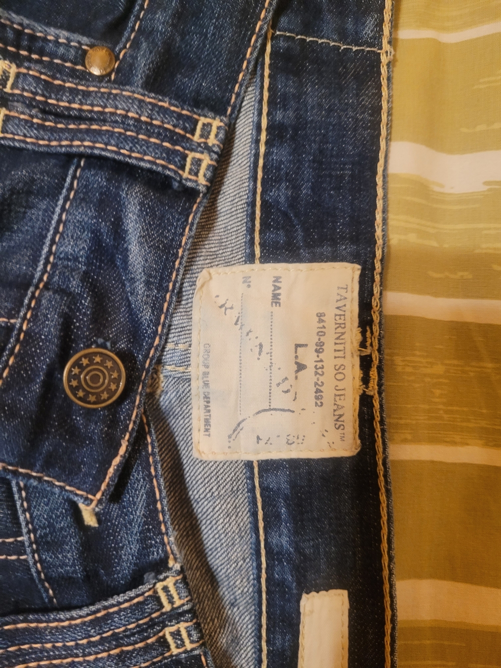 Taverniti So Jeans Dark Blue Denim with Navy Polka-Dot Lining - Picture 3 of 9
